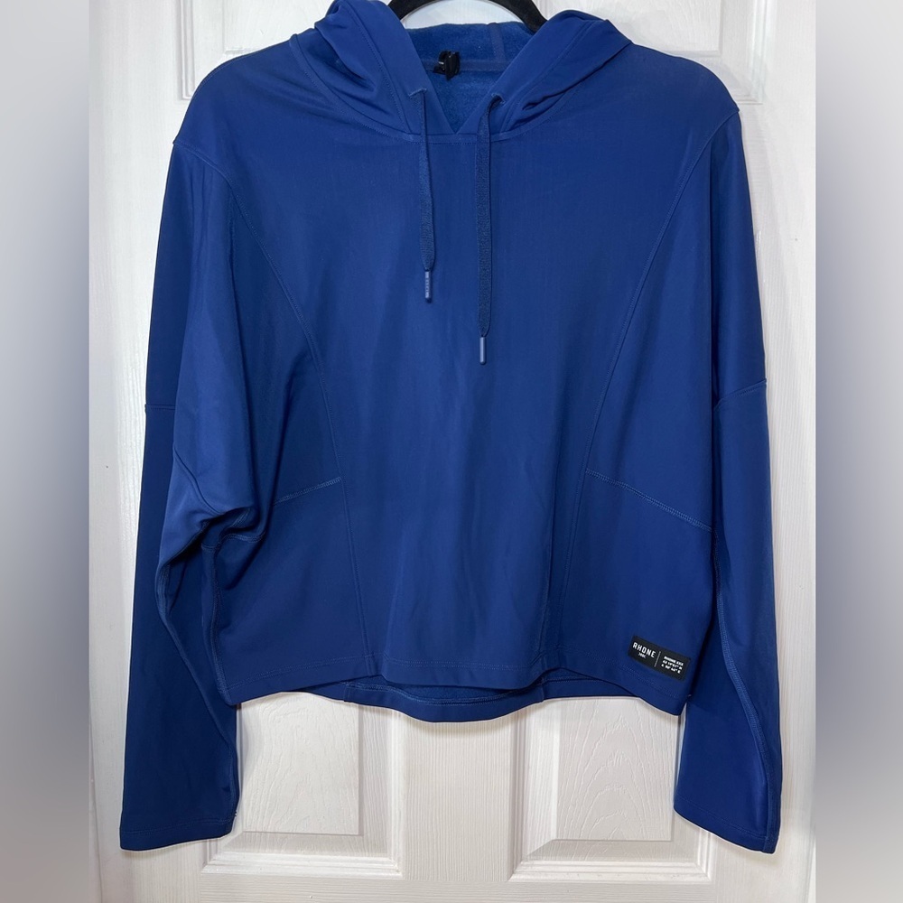 RHONE Women’s Sublime Tech Fleece Cropped Hoodie in Navy Blue Size Medium